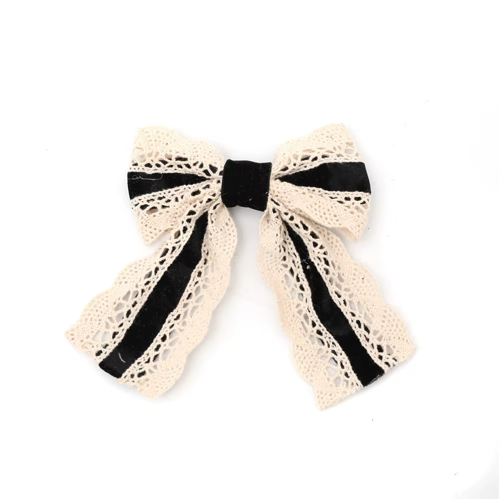 Long-Tail Lace Velvet Bow Headband Bow Hair Clip