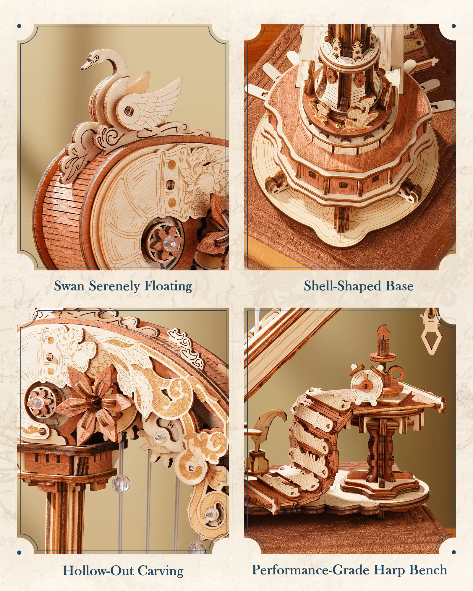 Wooden Harp Music Box Kit