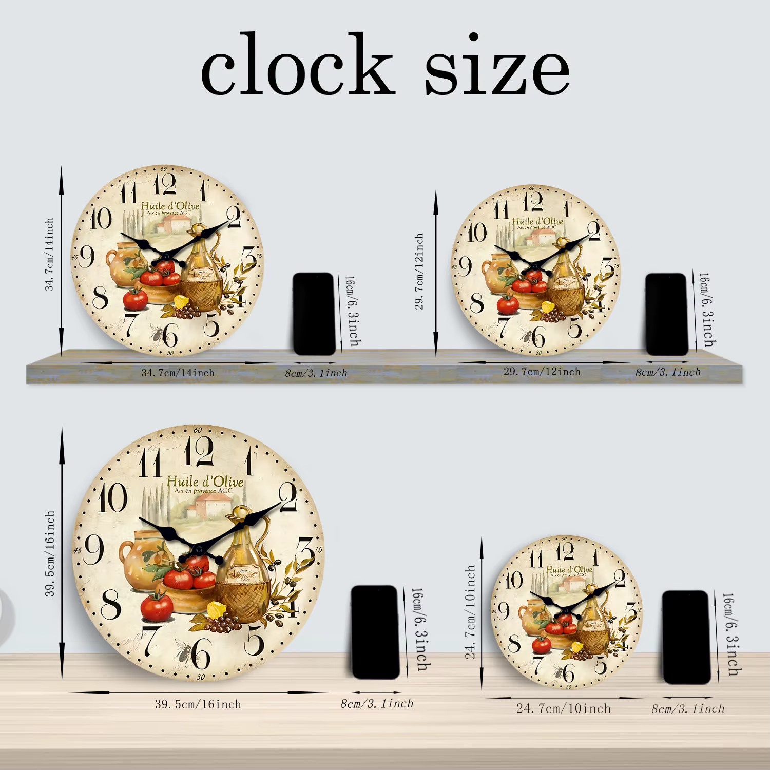 Provence Vintage Wooden Wall Clock