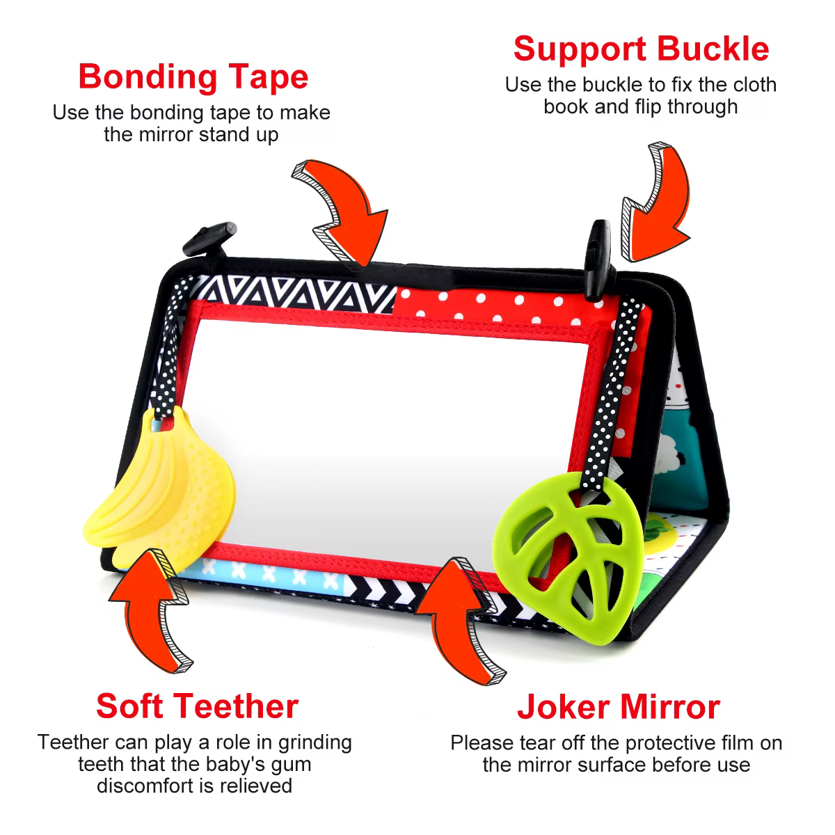 Black & White Tummy-Time Mirror – Sea life