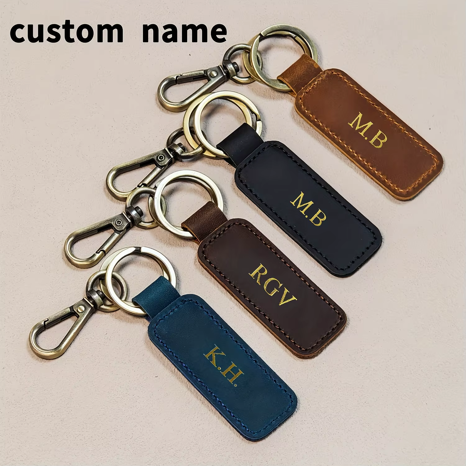 Personalised Leather Name Keyring