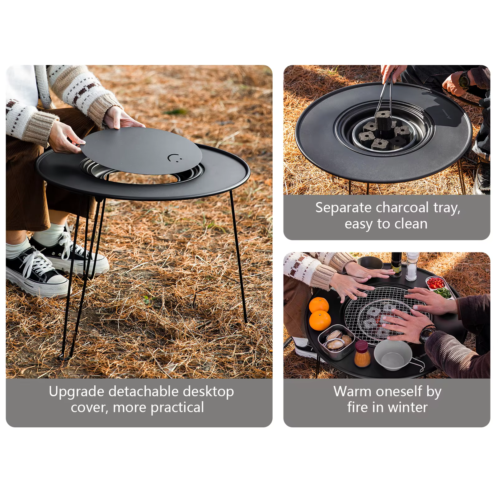 Folding Round Table Charcoal BBQ
