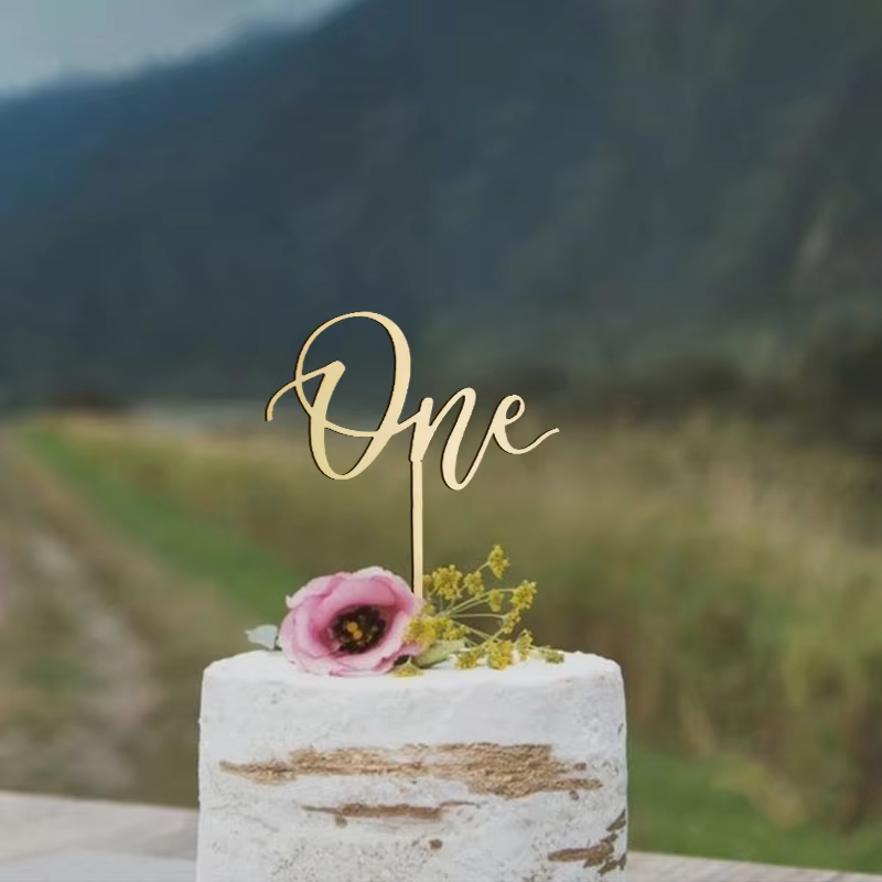 Wooden 'One' Cake Topper