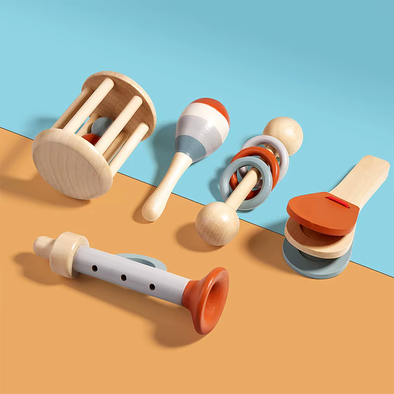 Wooden Baby Bell Rattle