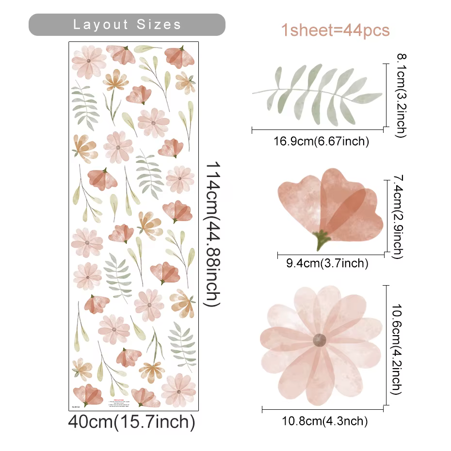 Watercolour Flowers Wall Decals