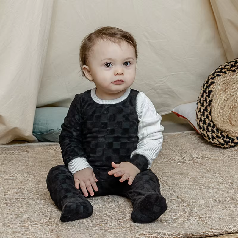 Terry Contrast Baby Footie Romper from Bloom Family Fashion on AliExpress