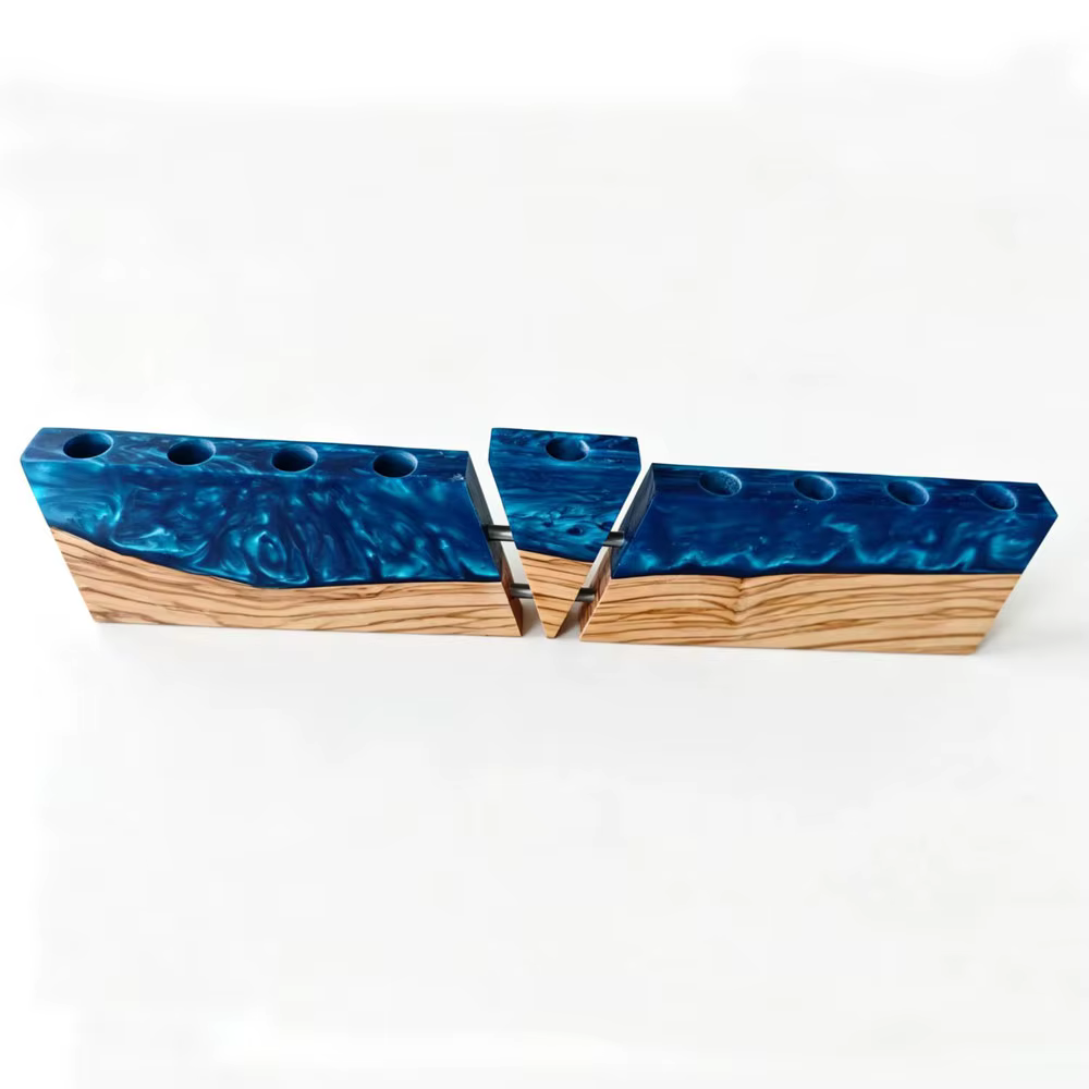 Olive Wood & Resin Chanukah Menorah