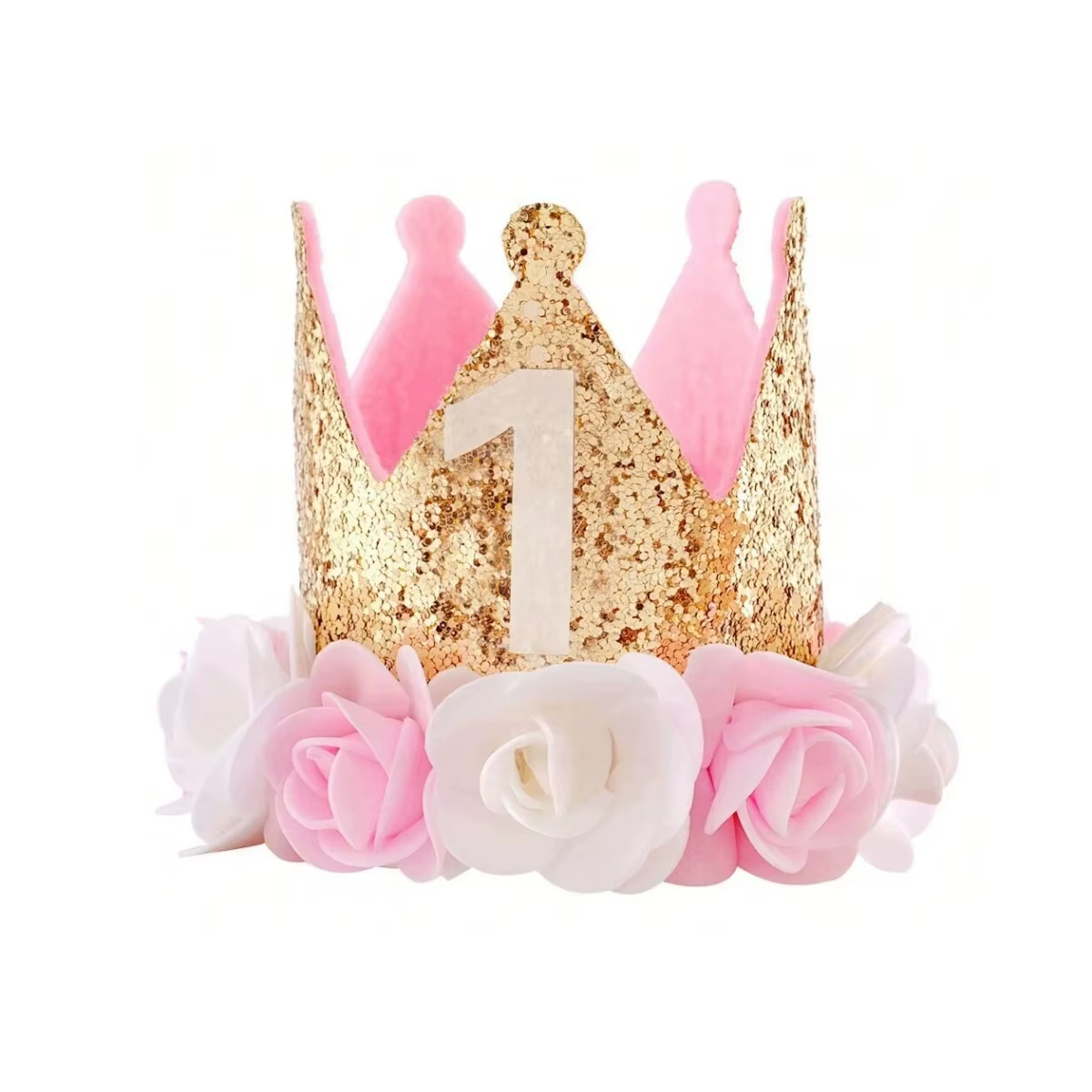 Rose Floral First Birthday Crown Hat