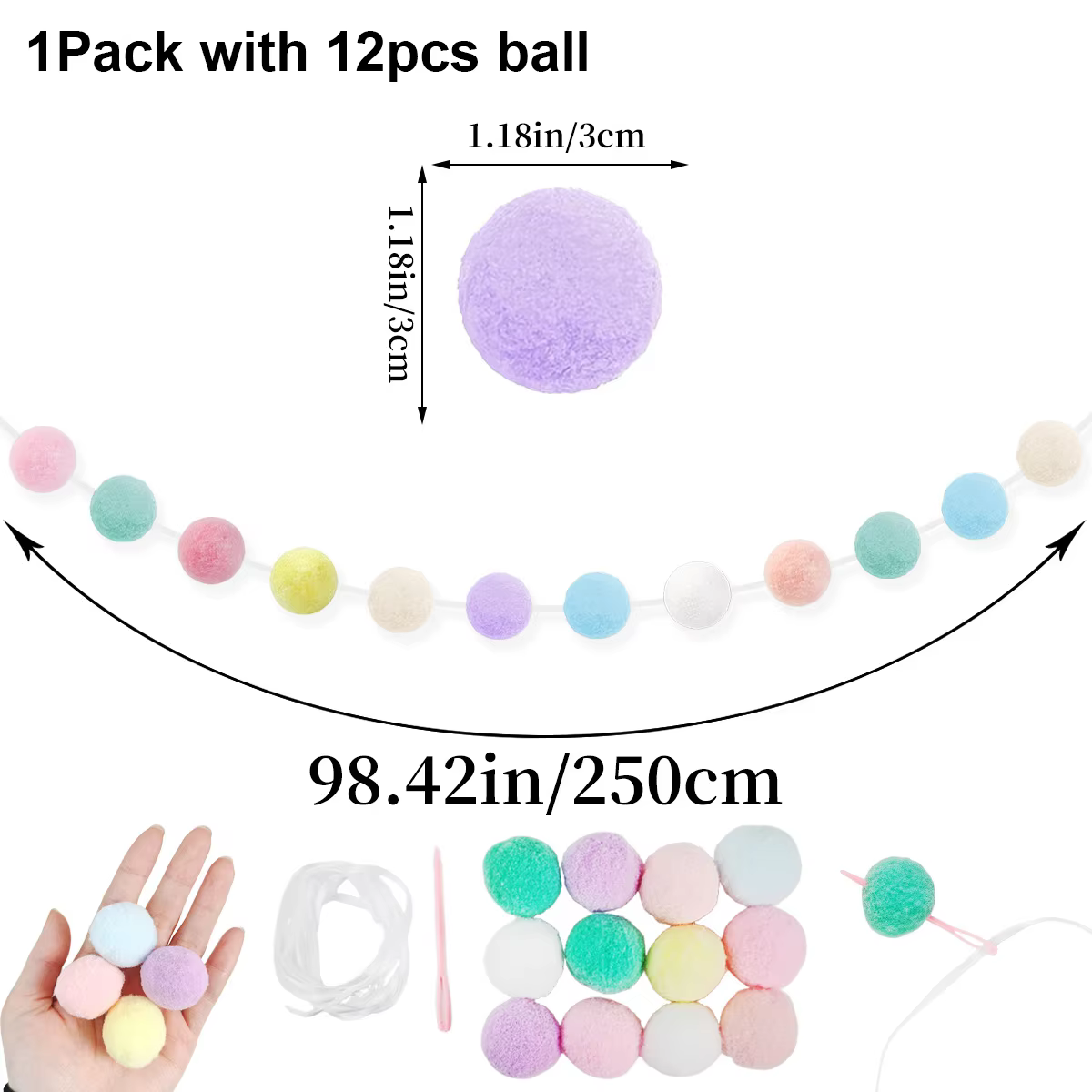 Pastel Pom-Pom Garland