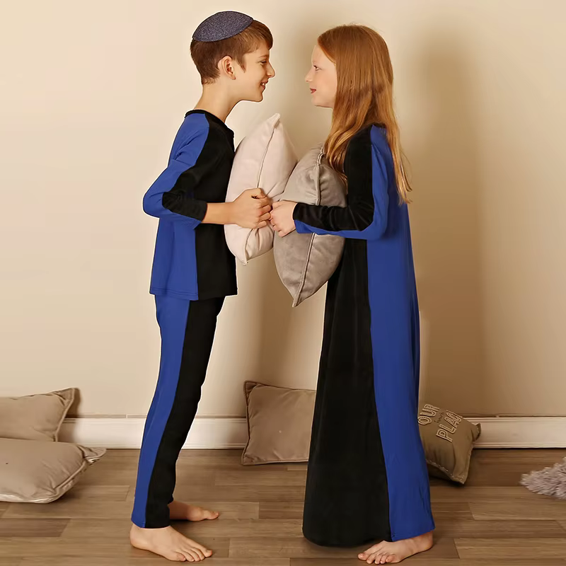 Black & Blue Velour Kids' Nightgown from Bloom Family Fashion on AliExpress