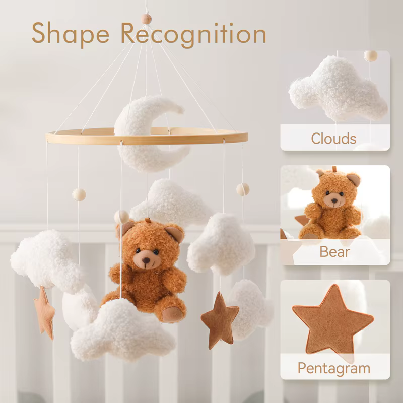 Felt Bear & Clouds Cot Mobile
