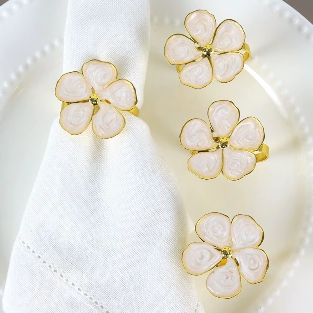 Enamel Blossom Napkin Rings