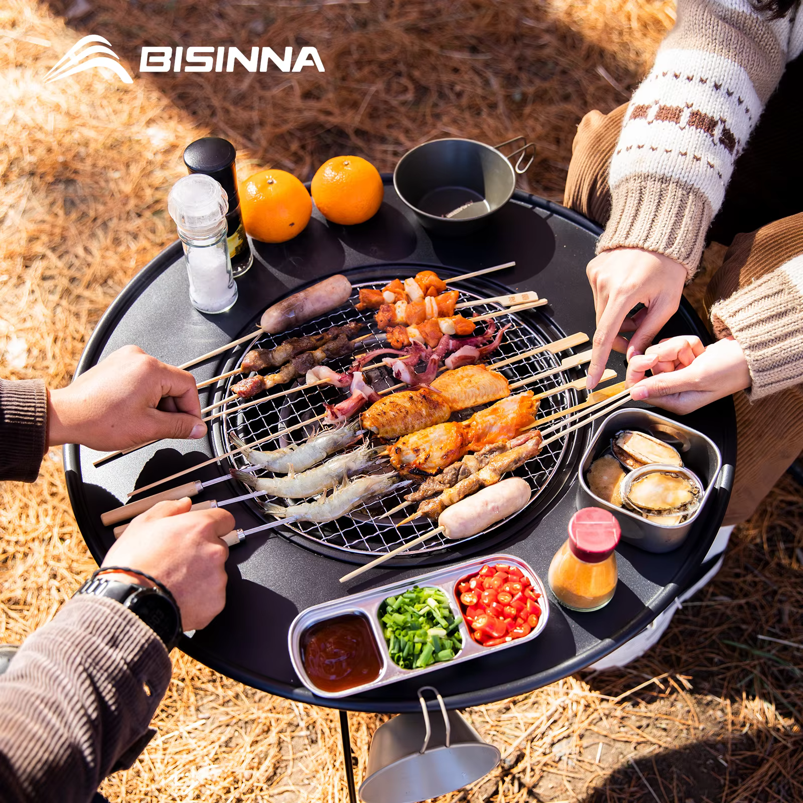 Folding Round Table Charcoal BBQ