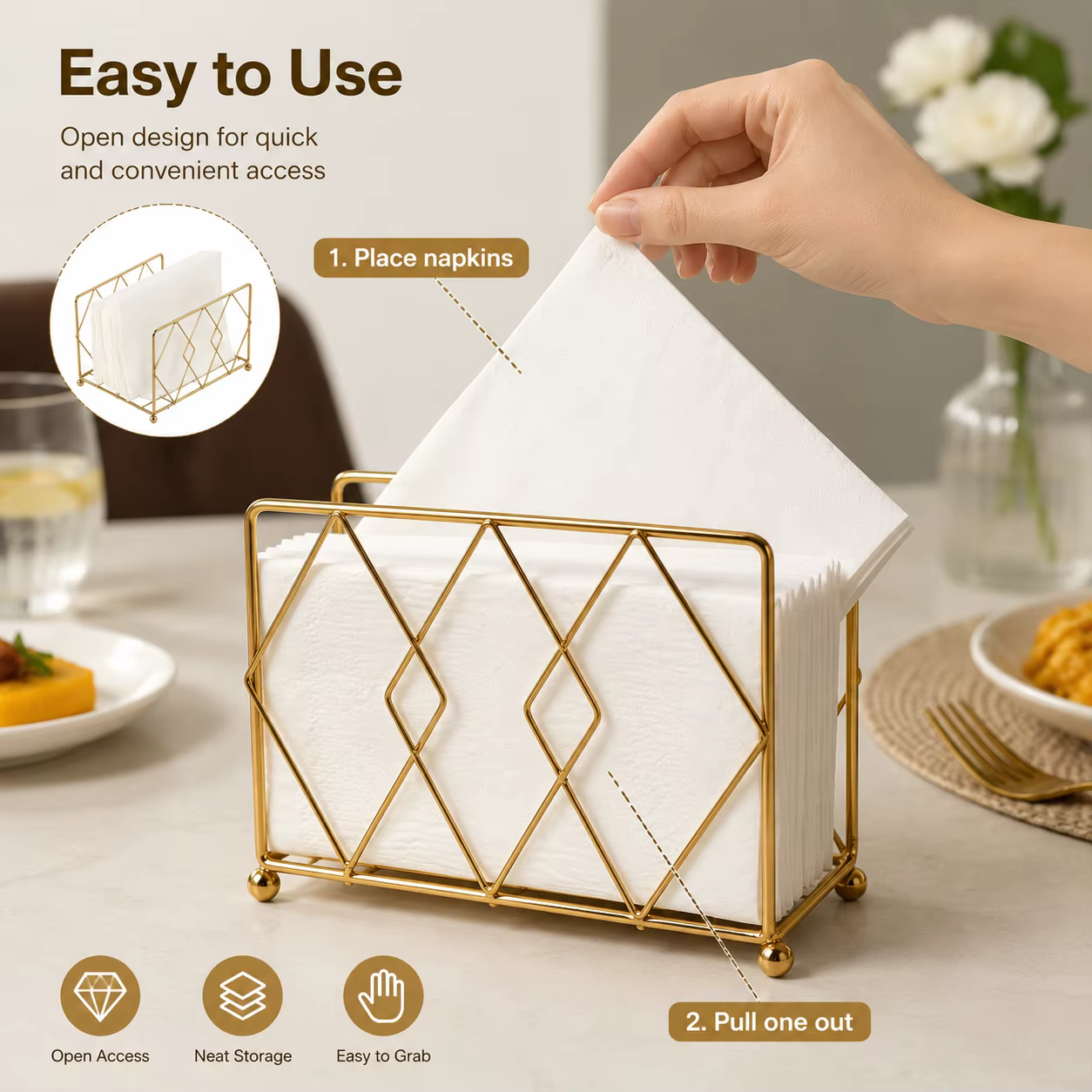 Gold Metal Napkin Holder