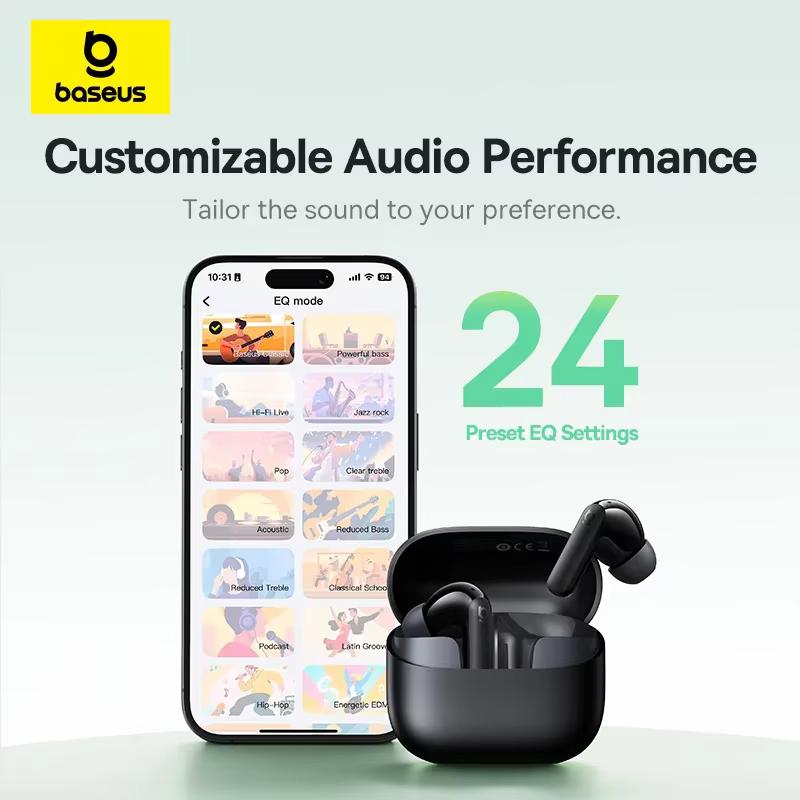 Baseus Noise-Cancelling Earbuds – Black