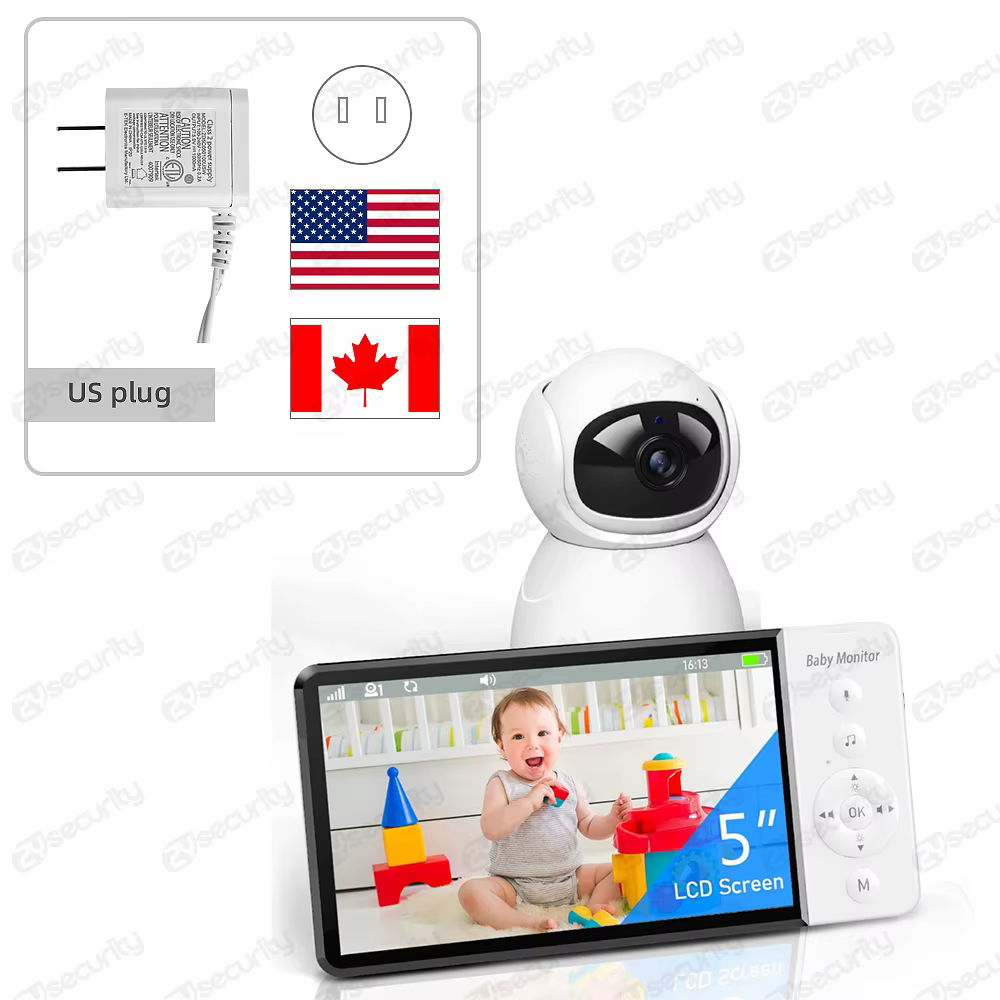 5" PTZ Baby Monitor with Night Vision & Two-Way Audio