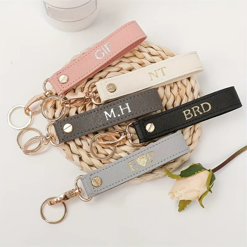 Personalised Faux-Leather Name Keychain