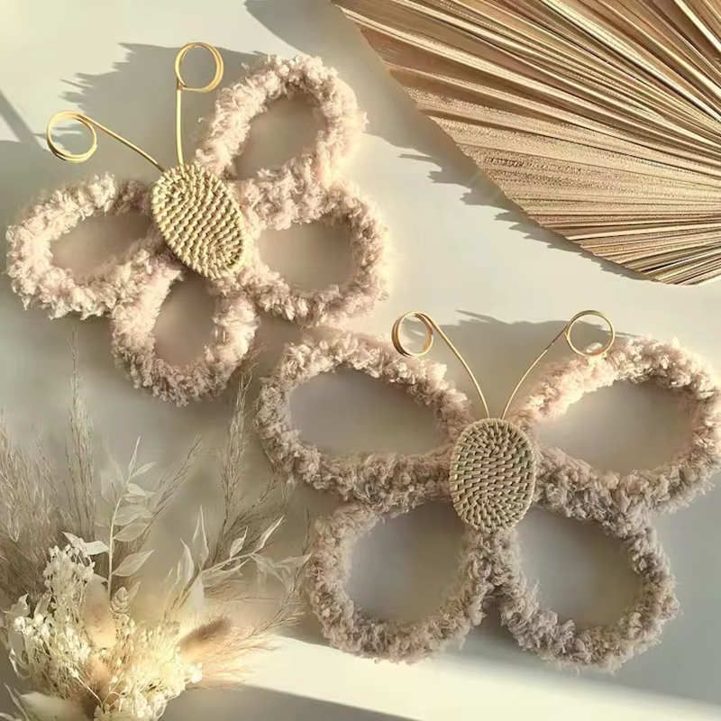 Rattan Butterfly & Daisy Wall Set