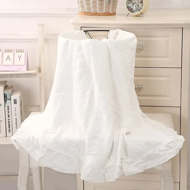 Ruffle Muslin Baby Blanket