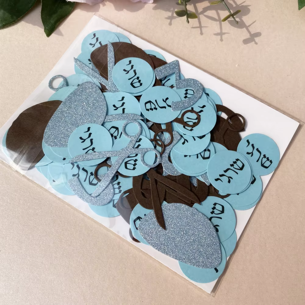 Personalised Upsherin Name Confetti – Black & Blue