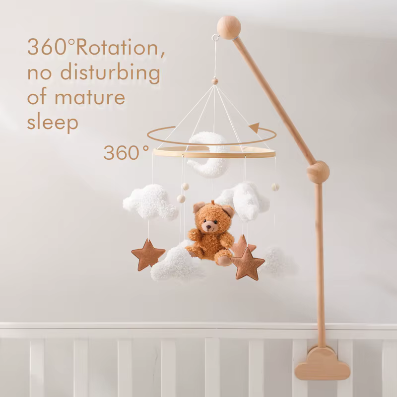 Felt Bear & Clouds Cot Mobile