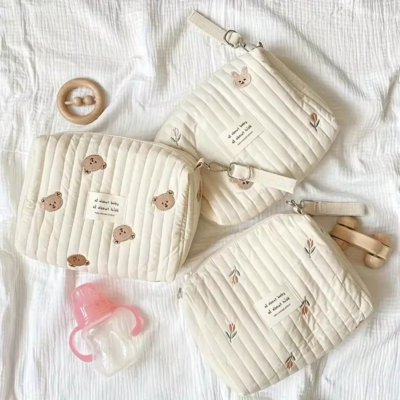 Embroidered Cotton Zip Pouch for the Buggy