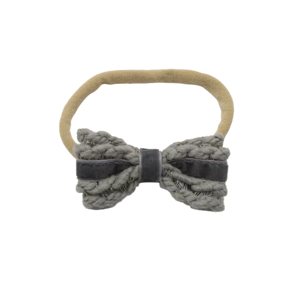 Wool Knit Velvet Bow Headband Baby Headband