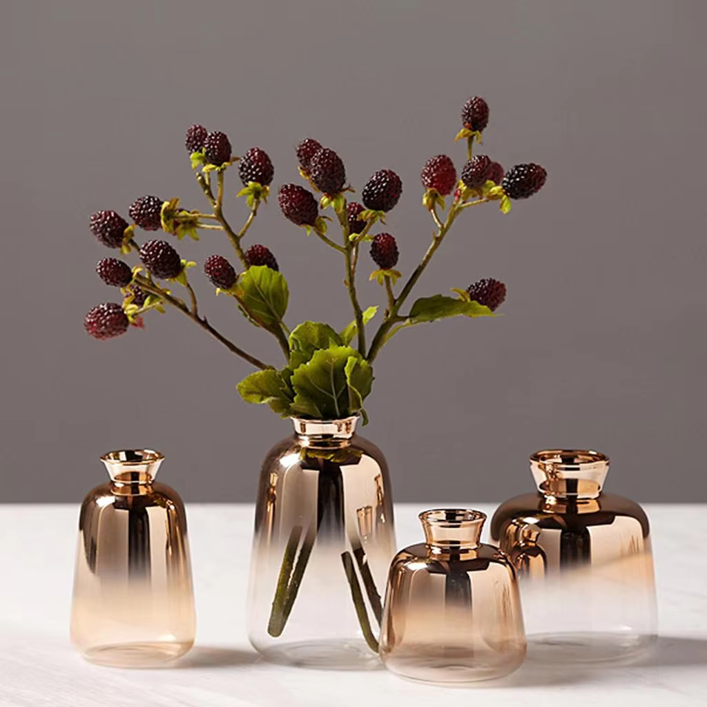 Nordic Minimalist Modern Gold-Plated Gradient Glass Small Vase
