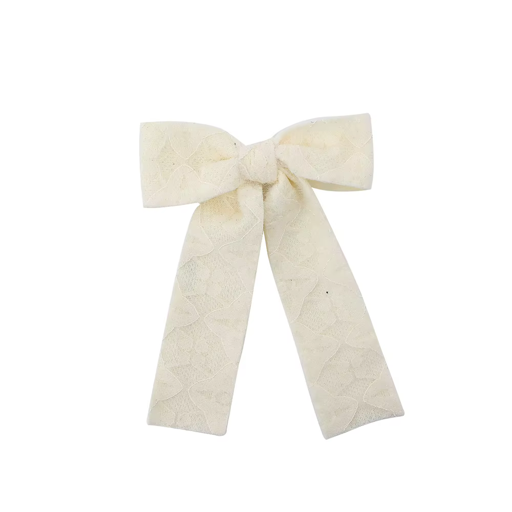 Plush Lace Hair Bow Clips Medium Hair Clip