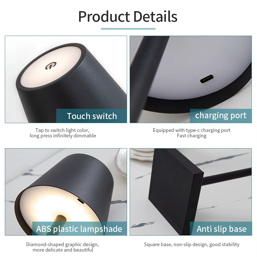 Cordless rechargeable table lamp