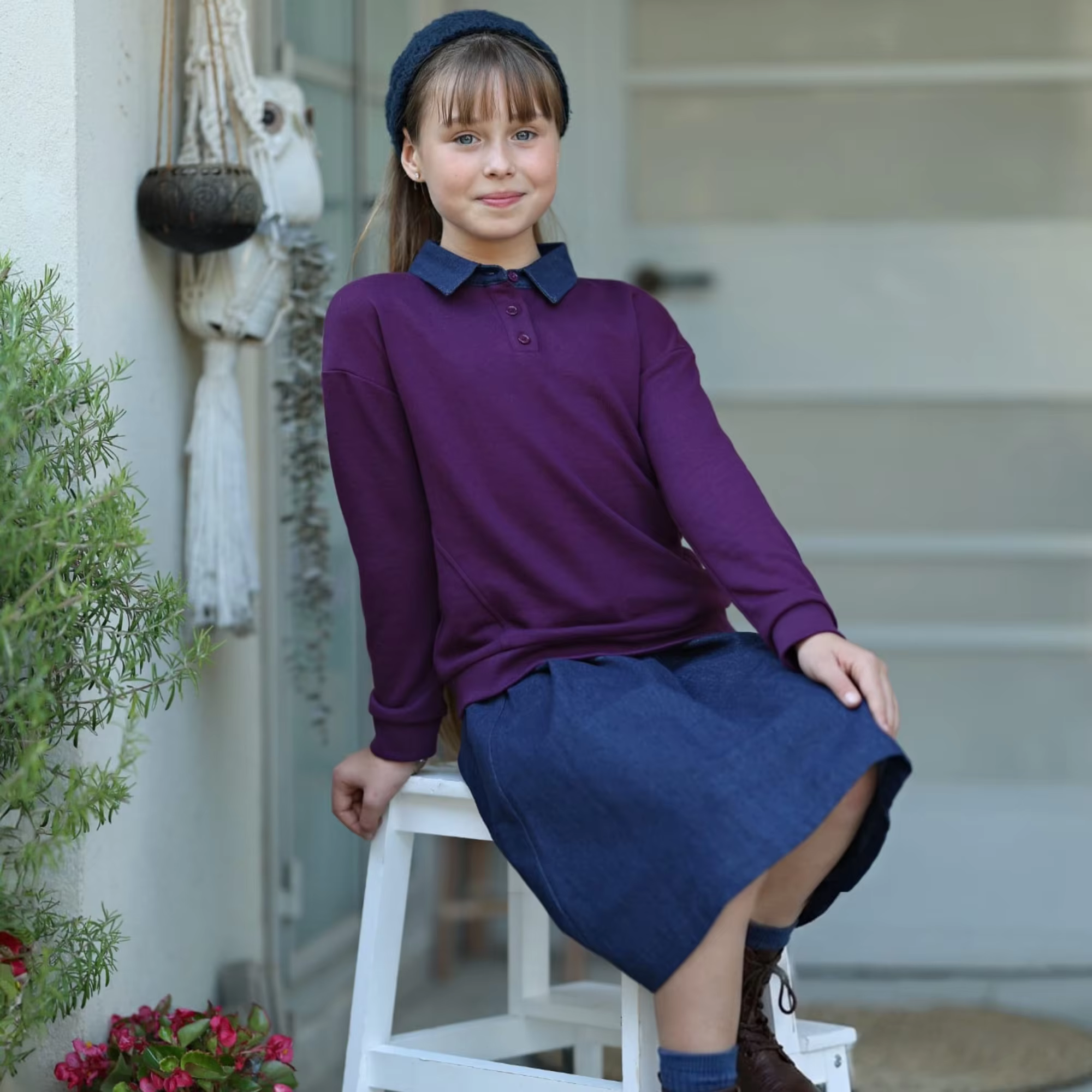 Denim Collar Collection – Girls Sweatshirt