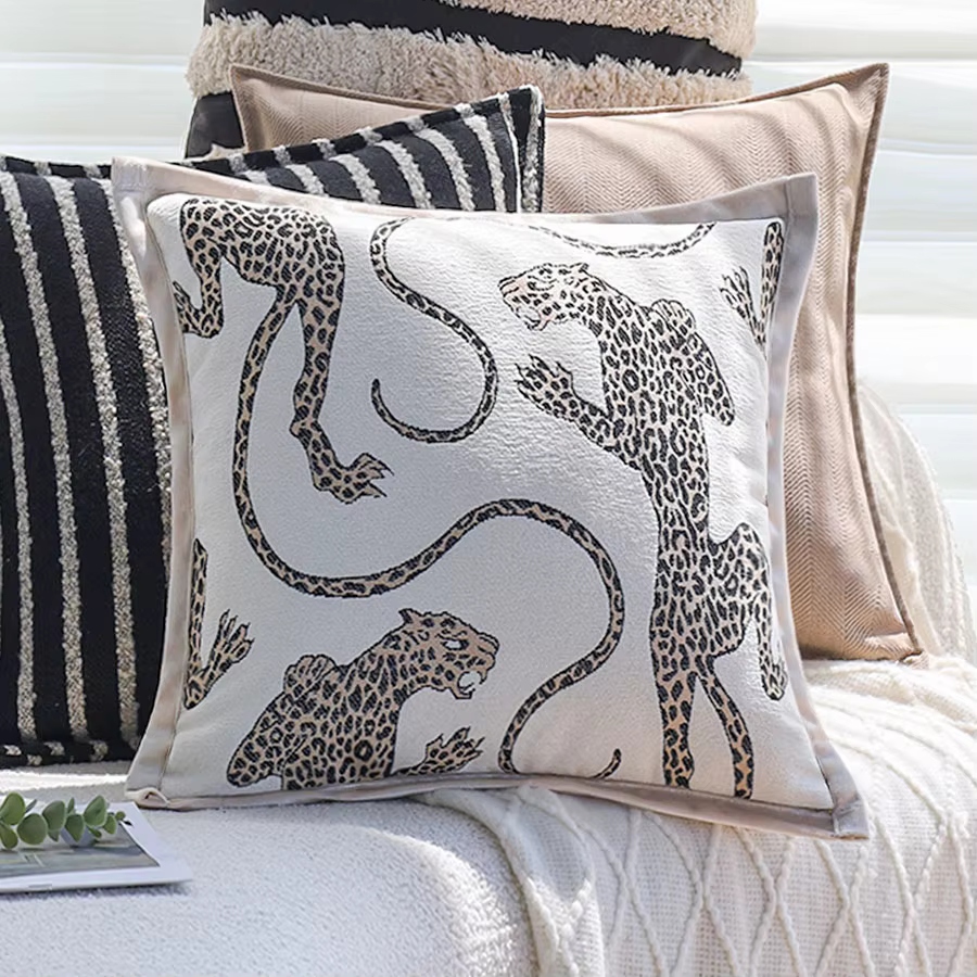 Leopard Jacquard Cushion Cover