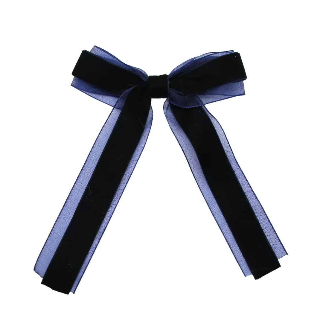 Black Velvet Bow Headband Large Hair Clip