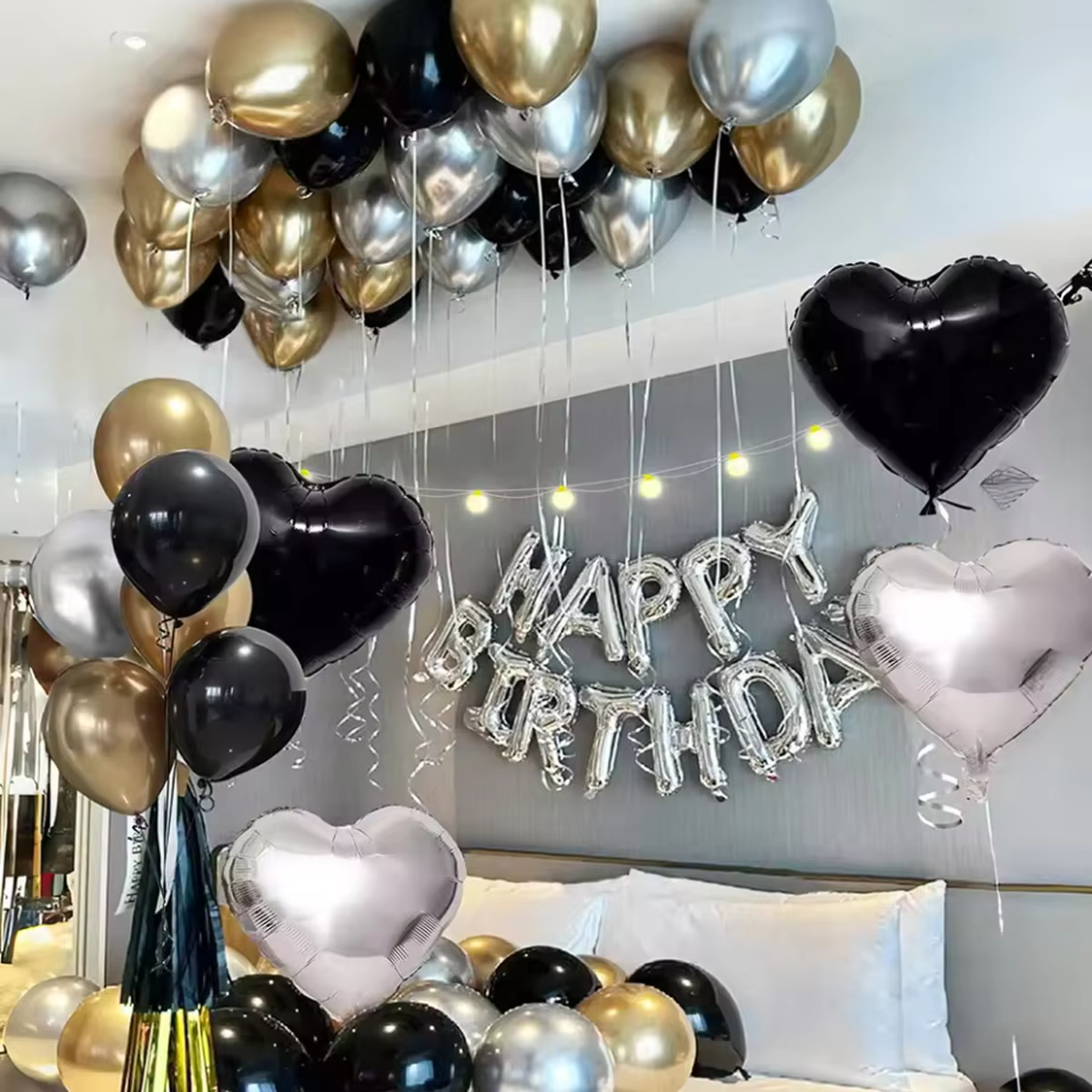 Black And White Birthday Balloons