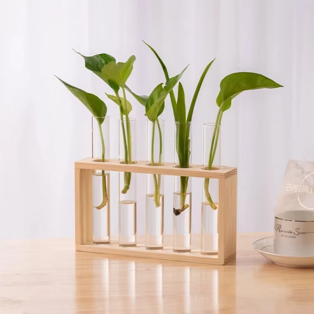 Wooden Test Tube Propagation Vase