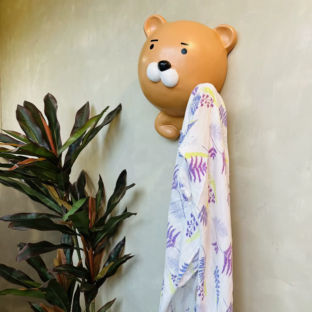 Bamboo cotton muslin swaddle in a lilac botanical print