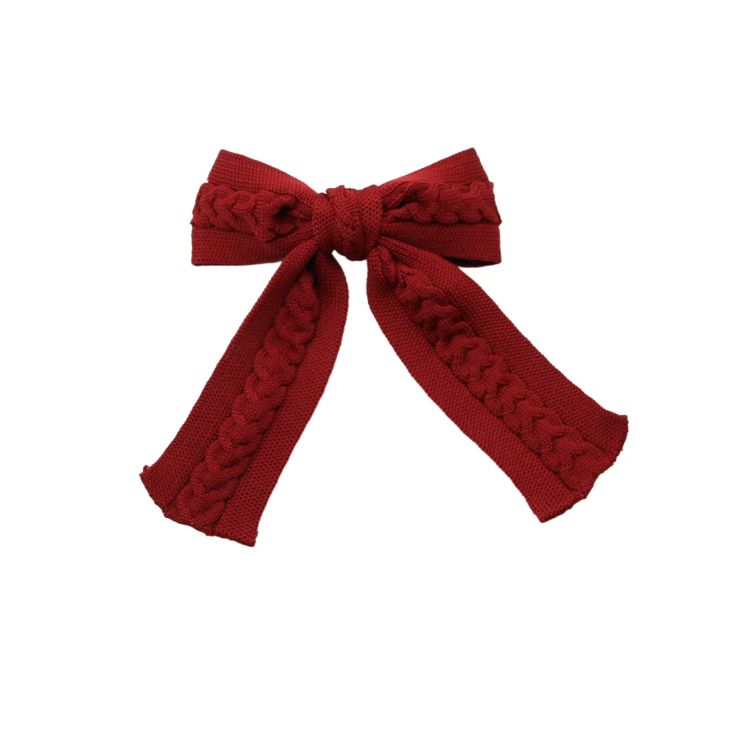 Braided Knit Bow Headband Medium Hair Clip