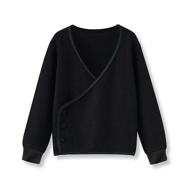 Black Velour Contrast Kids' Sweater from Bloom Family Fashion on AliExpress