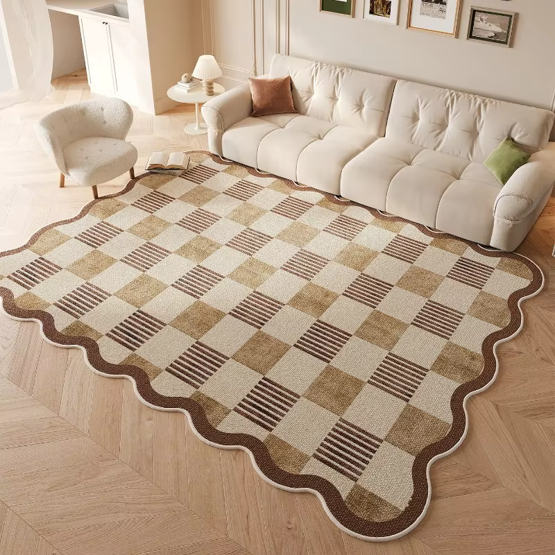 Wavy-Edge Pastel Border Rug