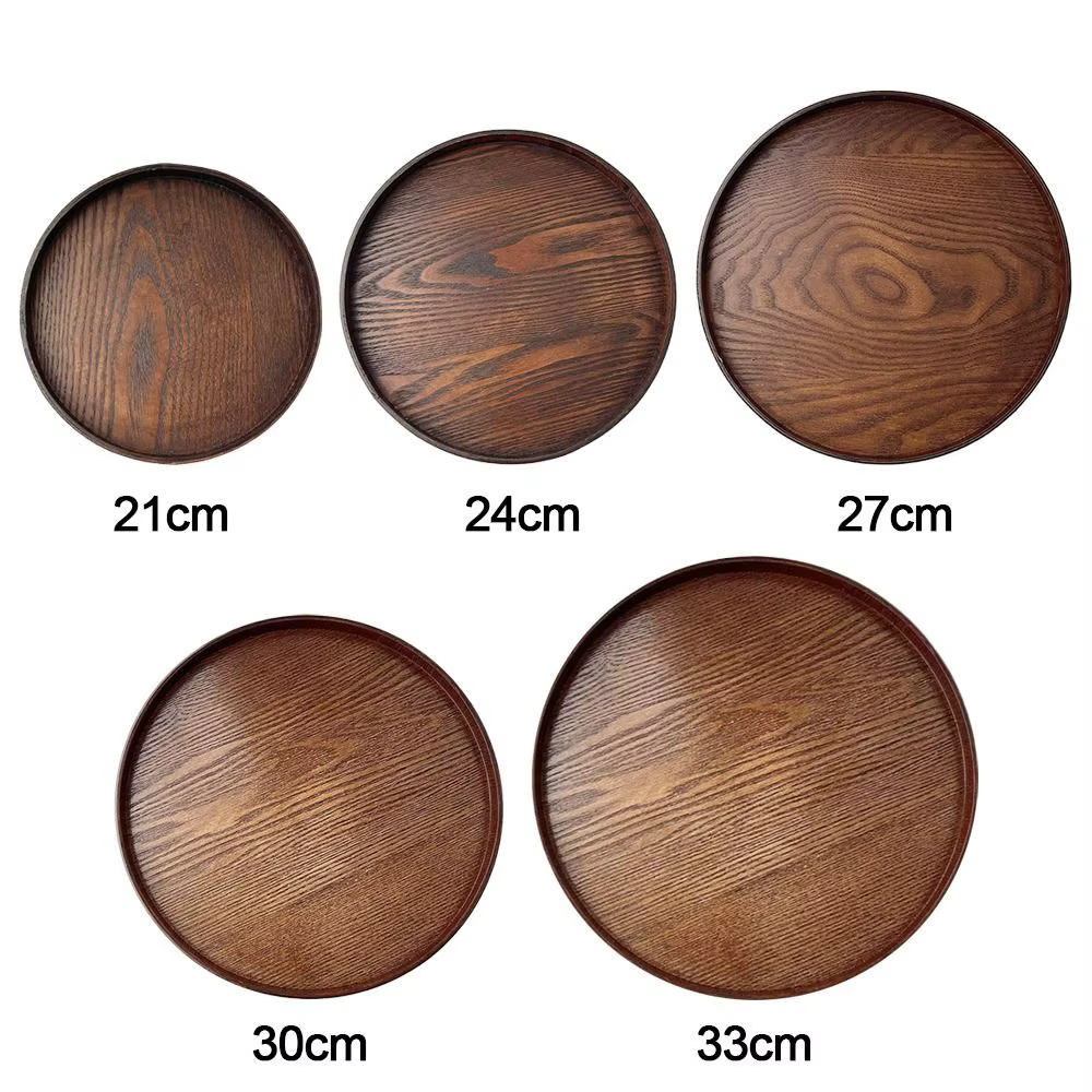 Vintage Round Wood Tray