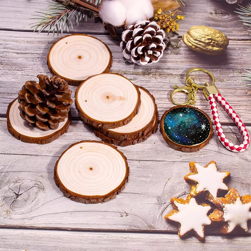 Natural bark wood slices