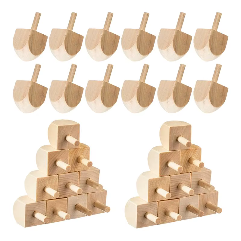 Blank unfinished wooden dreidels for painting