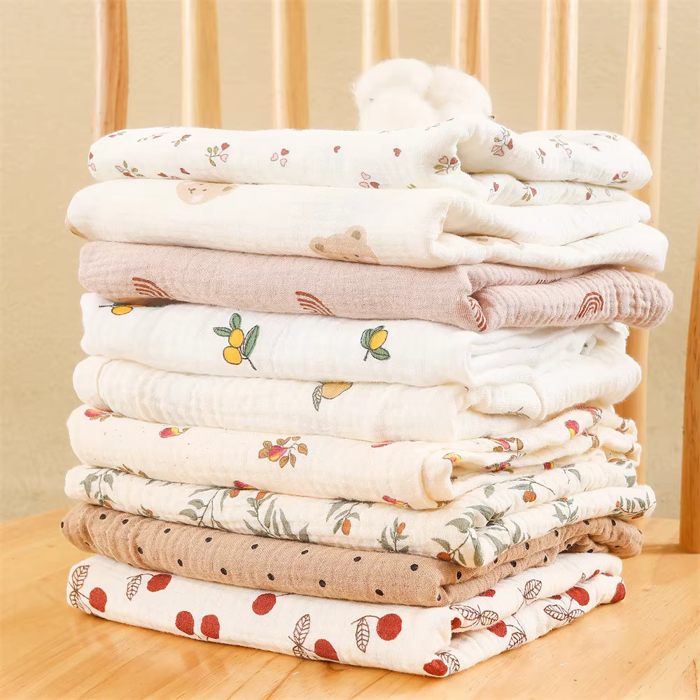 Cotton Swaddle Blanket Baby Blanket Floral Print Muslin