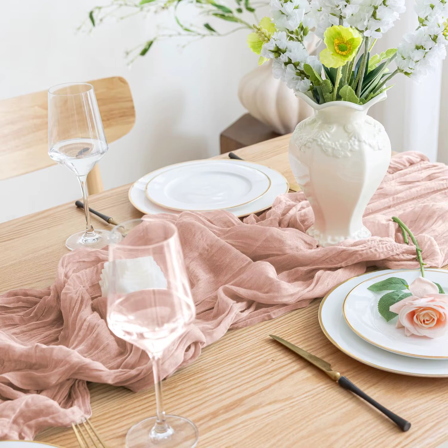 Burgundy Gauze Table Runner