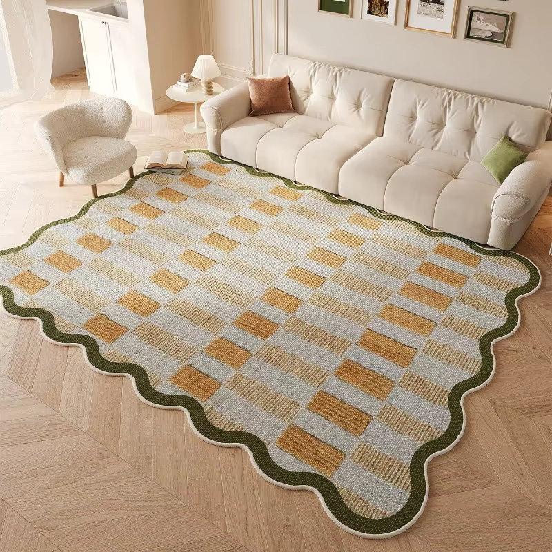 Wavy-Edge Pastel Border Rug