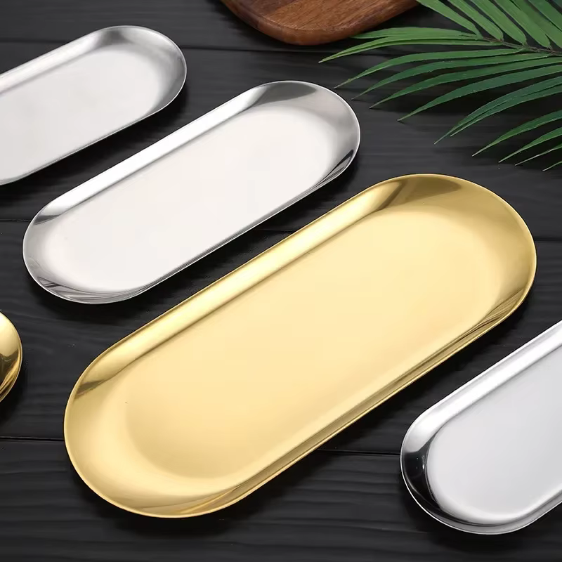 Gold Stainless Steel Serving Plate