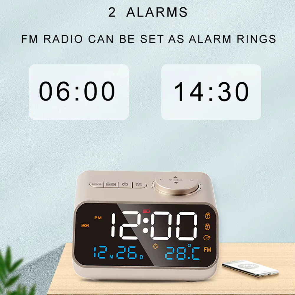 FM Radio Alarm Clock – White