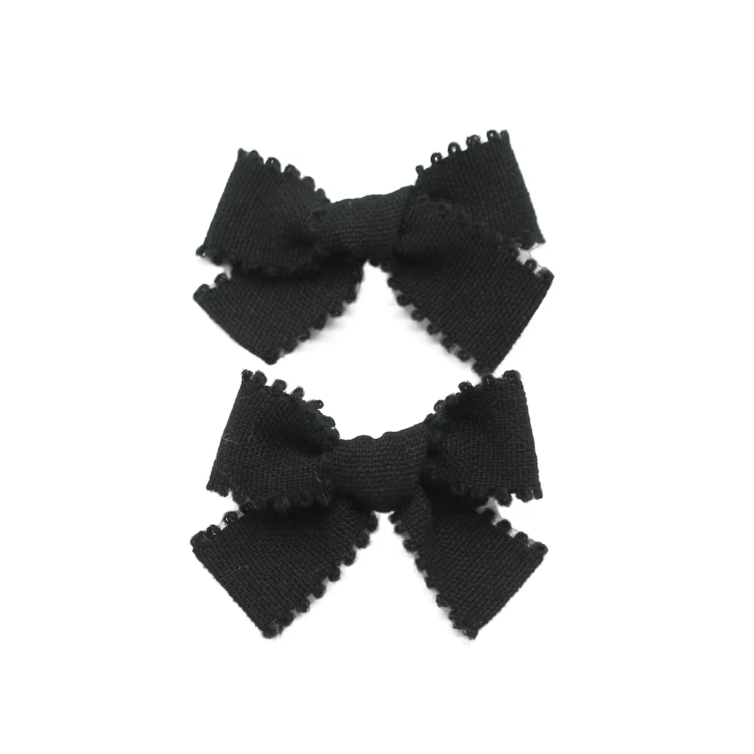 Black Floral Velvet Bow Headband Mini Hair Clip
