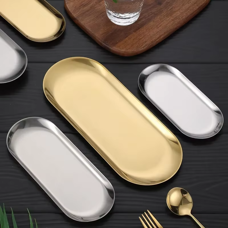 Gold Stainless Steel Serving Plate – Lilvelle For Mum find