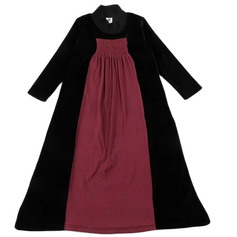 Ribbed Black Velour Girls' Maxi Dress – Style 2 from Bloom Family Fashion on AliExpress